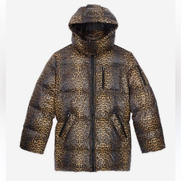 $725 The Kooples Leopard Print Puffer Jacket Coat NWT LARGE - Picture 3 of 11